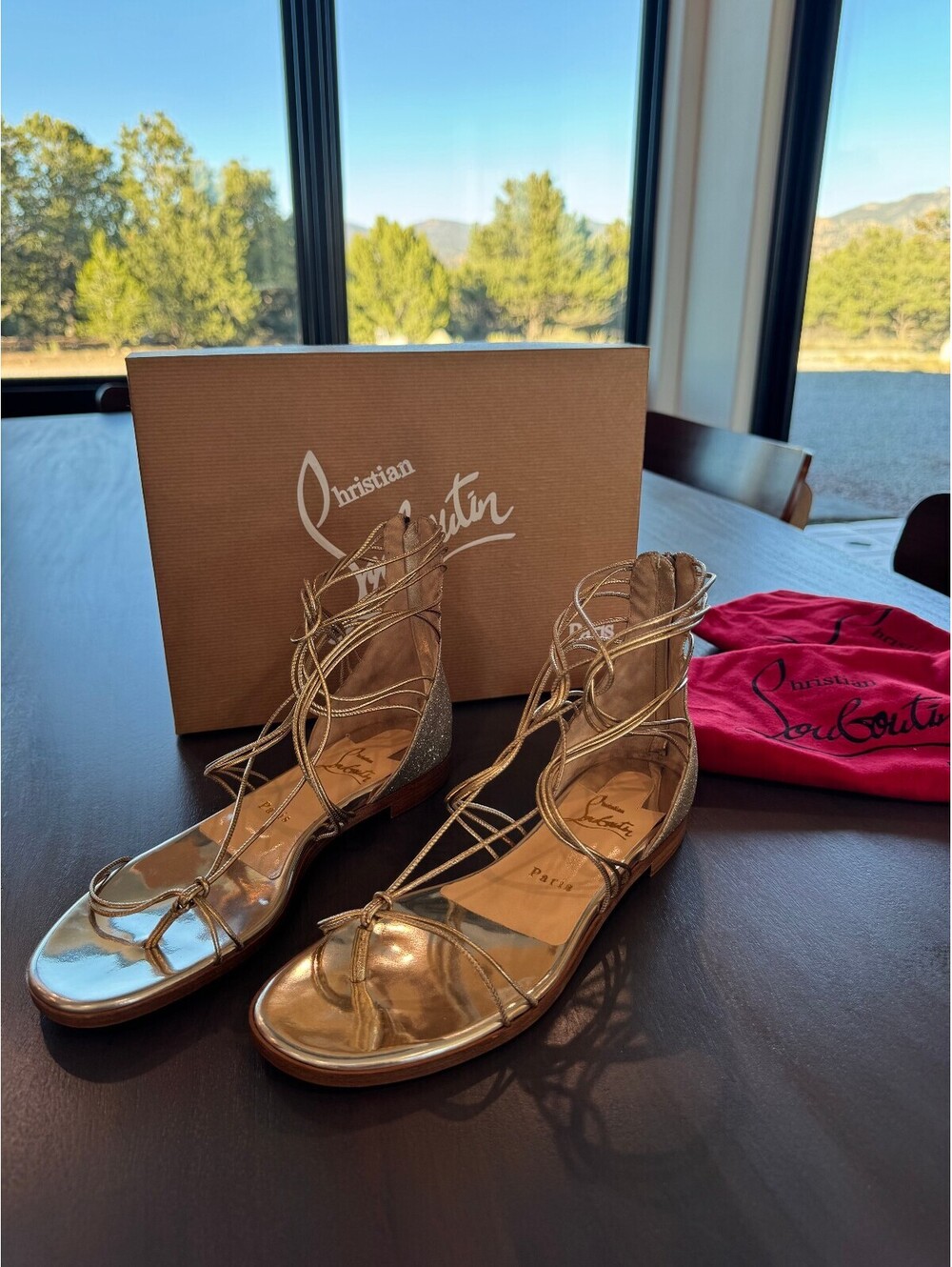 Christian Louboutin Blanca Gold Sandals EU 37 New in Box